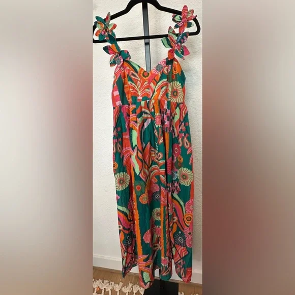 Farm Rio | Pleated Palm Midi Dress - Picture 3 of 5